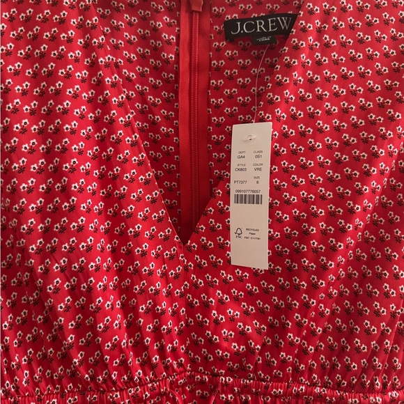 J. Crew vintage red Pleated tie-waist dress in luster georgette Dress NWT - Picture 2 of 2